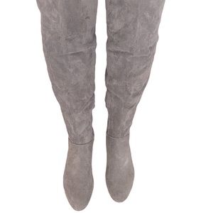 SPRING: Grey Suede Knee High Boots
